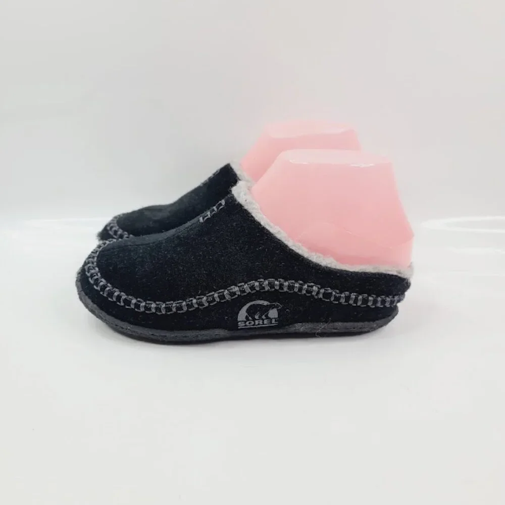 Sorel Girl's Black Falcon Ridge NY1801-010 Fur Winter Slipper Size US‎ 1